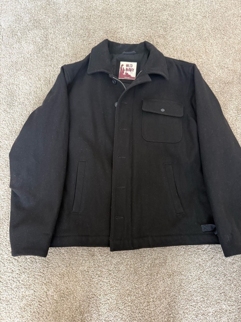 Old Navy Black Men's Wool-Blend Pea Coat